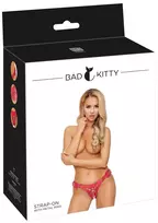 Bad Kitty Bad Kitty Adjustable Red Strap-On Harness S-L, Leather Look, Universal Fit