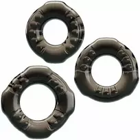 BAILE Baile Yvonne Set of 3 Flexible Black Rings - TPR, Multiple Sizes