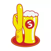 S-Line by Shots Shots Woven Badge - Vibrator and Beer Motif, Carnival Accessory