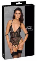 Cottelli BONDAGE Body Harness Lace Model M with Cuffs, Black