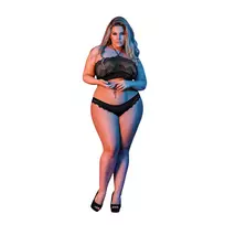 Magic Silk Magic Silk Exposed Halter Bandeau & Panty Set 2X Black Lace Finish
