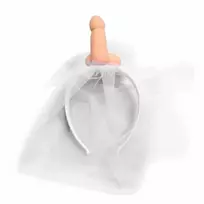 Diablo Picante White Bridal Veil with Fun Motif - Bachelorette Accessory