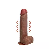 RealRock by Shots RealRock Vibrating Silicone Model 7 Inch Tan with Suction Cup and Harness
