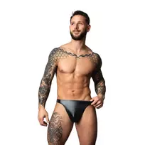 Male Power Male Power Liquid Onyx 2.0 Wetlook Thong S/M Black - Sculpted Fit