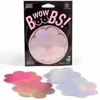 SECRETPLAY Secret Play WOW BOOBS! Holographic Flower Nipple Covers Set, Silver & Pink, 7.5cm
