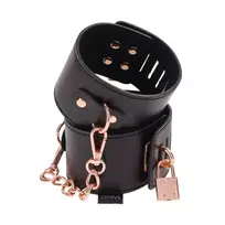 Sportsheets Sportsheets S&M Brat Locking Cuffs Vegan Leather Rose Gold 7.25-10.25”
