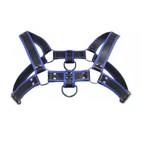 XR Brands Master Series Bulldog Adjustable Harness Blue Vegan Leather 40.5-52.75"