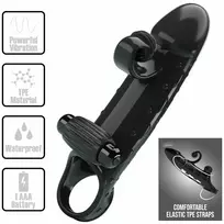 ROMANCE Romance MC64 Vibrating Extension Sleeve Black TPE Adjustable Ring