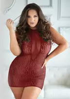 Allure Dreamgirl Halter Dress Leopard Mesh 2X/3X Adjustable Back Plus Size