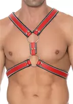 Ouch! by Shots Z Series Scottish Leather Harness S/M - Adjustable Stainless Steel Details