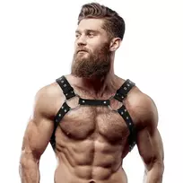 FETISH SUBMISSIVE Fetish Submissive Attitude Men’s Eco-Leather Chest Harness with Studs, Adjustable Size
