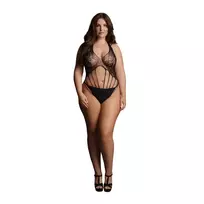 Le Désir by Shots Obsessive Strappy Lace Teddy Plus Size - Elegant Stretch Bodysuit XXL-5XL