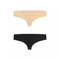 Bye Bra Bye Bra Invisible Thong Set Nude & Black L - Seamless Comfort 2-Pack