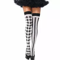 LEG AVENUE Leg Avenue Harlequin Diamond Thigh-High Socks Black/White One Size