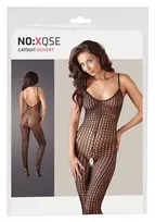 NO:XQSE Cottelli Collection Black Fence Net Catsuit M/L with Open Design