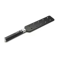 XR Brands E-Stim Spiked Paddle Black - Electro Conductive Impact Tool, PU Leather