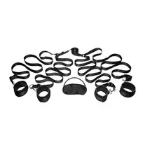 XR Brands Frisky Adjustable Bed Restraint System Black Universal Fit 811847014286