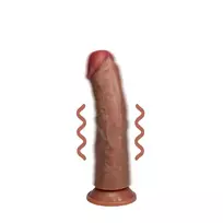 RealRock by Shots RealRock Vibrating Curved Model 6"/15.5 cm - Tan, Suction Cup & Harness