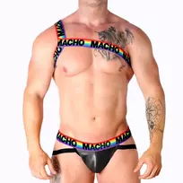 MACHO UNDERWEAR Macho Roman Harness L/XL - Adjustable Elastic Body Accessory Pride Edition