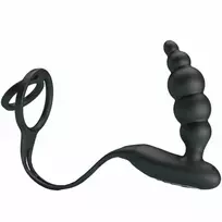 PRETTY LOVE Pretty Love Penis Rings with Vibrator Plug Silicone Black USB Waterproof
