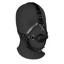 Ouch! by Shots Shots Ouch! Adjustable Leather Head Harness with Breathable Ball Gag, Black