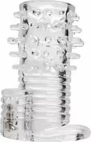 XR Brands Master Series Vibrating TPR Intimate Sleeve Clear 3.5in