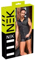 NEK NEK Men's Sleeveless Shirt XL Black Matte Finish Press Studs