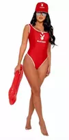 Playboy Playboy Lingerie Beach Patrol Costume Set with Cap and Whistle, Black