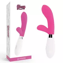 GLOSSY Glossy Jackson Rabbit Pink Silicone Dual Motor Massager 12cm