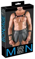 Svenjoyment Svenjoyment Bondage Gladiator Set 2XL - Chest Harness & Skirt, Black Matte