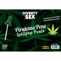 Diablo Goloso Cannabis Aroma Lollipops 50pcs Light Green Display Jar