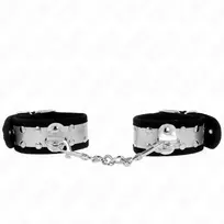 KINK KINK Thin Adjustable Wrist Restraints Black/Silver 30x4cm Leather Finish