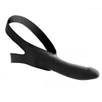 XR Brands Master Series Face Fuk Strap-On Gag - Adjustable Latex Head Harness Black
