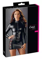 Cottelli Cottelli Collection Long Sleeve Top Zip Black XL - Fitted Matte Finish