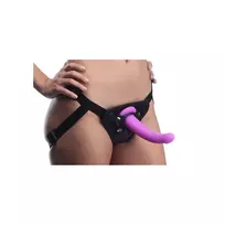 XR Brands Navigator Silicone Curved Model with Adjustable Harness, Purple, 18 cm