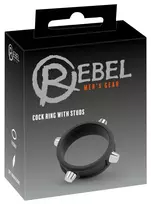 Rebel Rebel Silicone Ring with Metal Studs - Adjustable Black Intimate Accessory