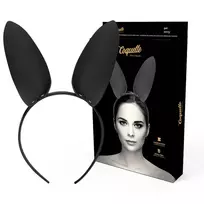 COQUETTE Coquette Chic Desire Vegan Leather Headband with Bunny Ears - Black