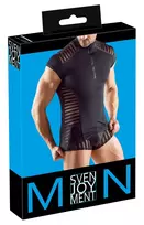 Svenjoyment Svenjoyment Men's Shirt 3XL Black Microfibre with Transparent Stripes