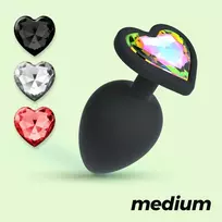 Crushious Crushious Cuore Medium Plug with 4 Interchangeable Jewels Black 8cm
