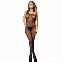 SUBBLIME Subblime 952037 One-Shoulder Bodystocking with Diamond Accents Black OS