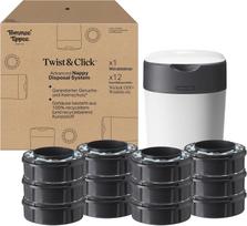 TOMMEE TIPPEE TWIST AND CLICK ADVANCED SAUSKELNIŲ KONTEINERIO IR 12 VNT. KASEČIŲ RINKINYS, WHITE