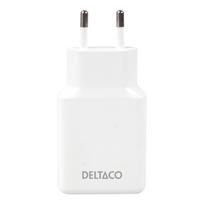 Sieninis įkroviklis DELTACO USBC-AC200, 2 x USB-C PD, 45 W, baltos sp.