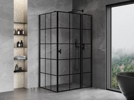 Mexen Mist T dešinysis atverčiamas dušo kabinos portalas 120 x 80 cm, juodos grotelės, juoda - 8A4T-120-080-70-77-P