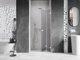 Mexen Lunar-F sulankstomos dušo durys dešinės 75 cm, skaidrios, baltos - 836-075-000-20-00-P