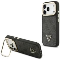 GUESS DĖKLAS 4G PU TRIKAMPIS LOGOTIPAS IR STOVAS IPHONE 17 PRO MAGSAFE KAMERAI