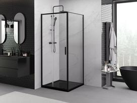 Mexen Exo stumdoma dušo kabina 110 x 110 cm, permatoma, juoda - 8151-110-110-70-00
