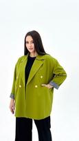 Moteriška dvieilė žalia striukė su dideliu dydžiu, 3XL
