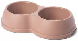 Dvigubas šuns dubenėlis rausvas plastikinis 0,5 l