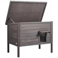 Lauko kačių namelis, 87x53.5x69 cm, pilkas, medinis izoliuotas namelis