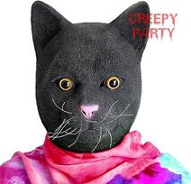 CreepyParty juodos katės latekso kaukė